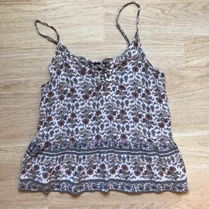 Patterned Tied Front American Eagle Tank Top